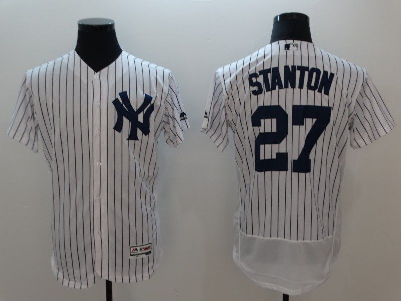 Men New York Yankees 27 Stanton White Elite MLB Jerseys